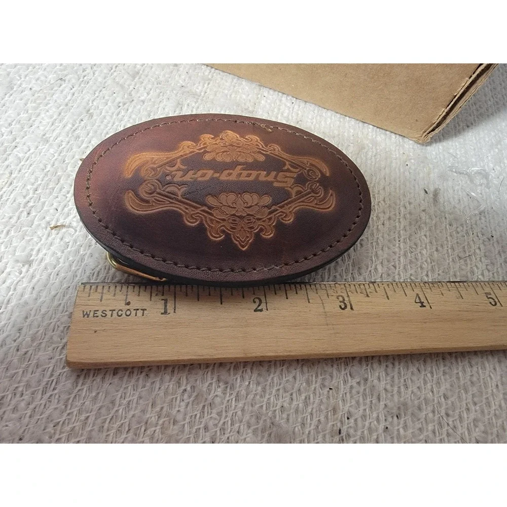 Vintage Snap-on Tools Belt Buckle Leather SPP-624 Tooled Floral Wrench Brass